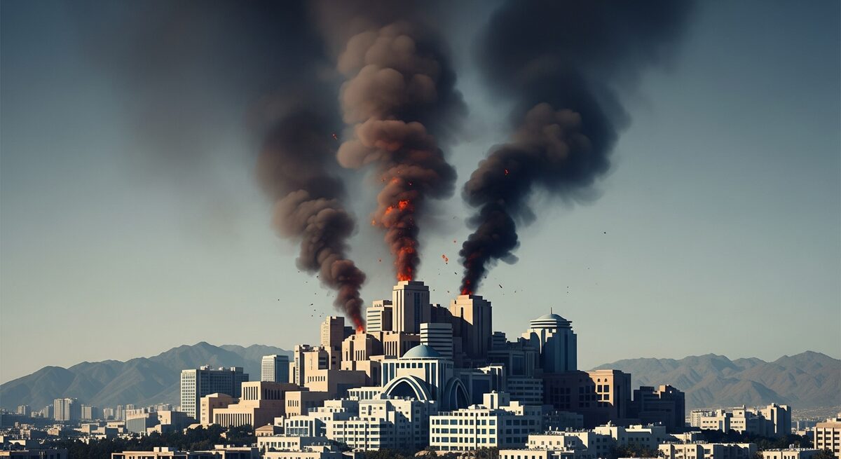 Fum se ridică deasupra orașului Eilat din Israel după un atac cu rachete