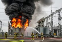 Incendiu la CET Vest, în Sectorul 6 al Capitalei: arde un transformator, sunt mari degajări de fum negru
