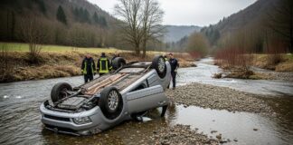 Accident grav în Alba: Un bărbat a murit și trei persoane au fost rănite după ce o mașină a căzut în albia unui râu