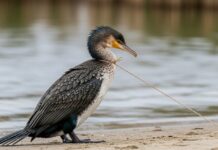 Dosar penal pentru rănirea unui cormoran găsit cu o coardă legată de gât în Delta Dunării