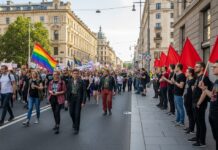 Zeci de mii de participanți la marșul Bucharest Pride. O contramanifestație a avut loc simultan