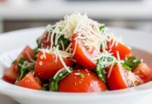 Rețetă: Salată de roșii cu brânză rasă